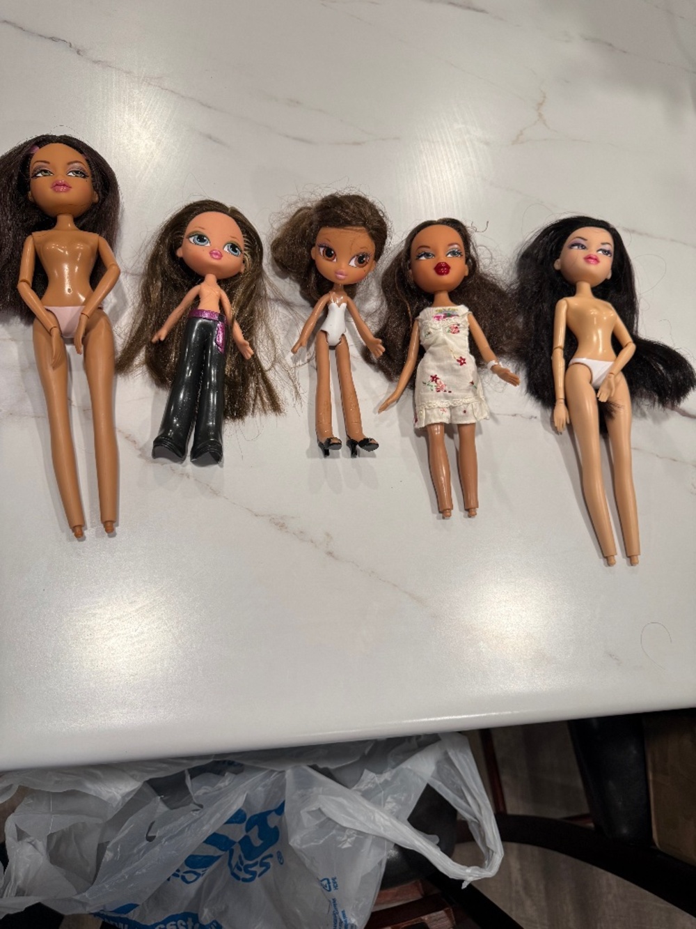 Five Bratz Kidz dolls, Jasmine, tall Jasmine, tall Jasmine, 7” Yasmin, Funk Out